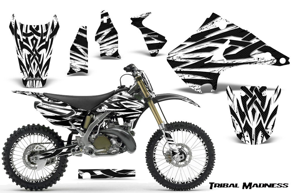 Kawasaki KX125 KX250 03-12 Graphics Kit Tribal Madness White NP Rims